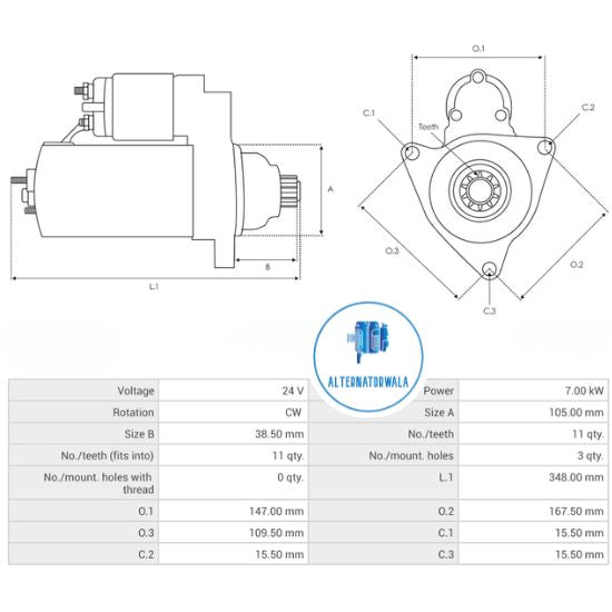 Starter Motor 24v ISUZU / JOHN DEERE STR-MIT5076 (ELECTROSTART)