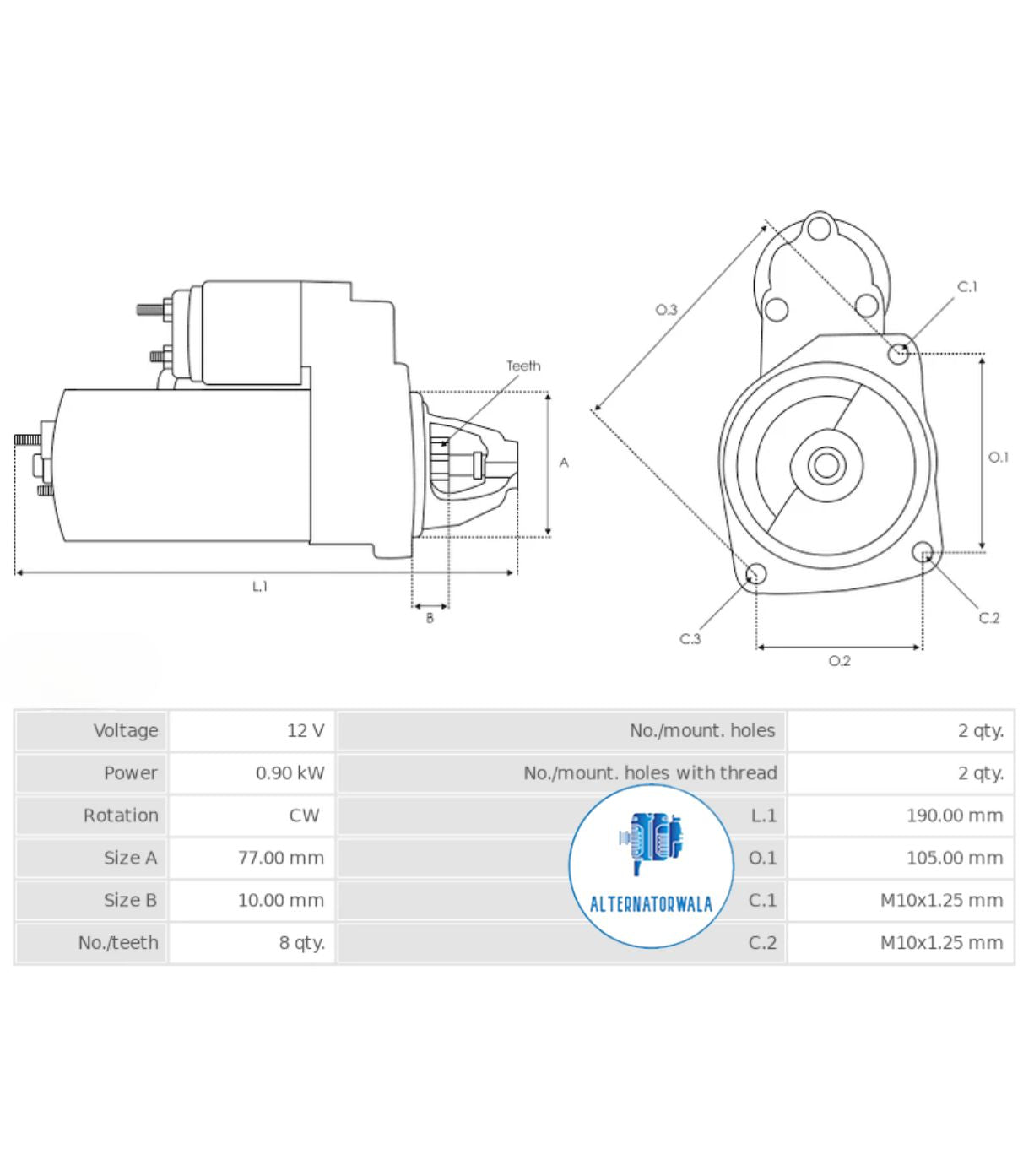 Starter 12v for HYUNDAI STR-VAL3118S (ELECTROSTART)