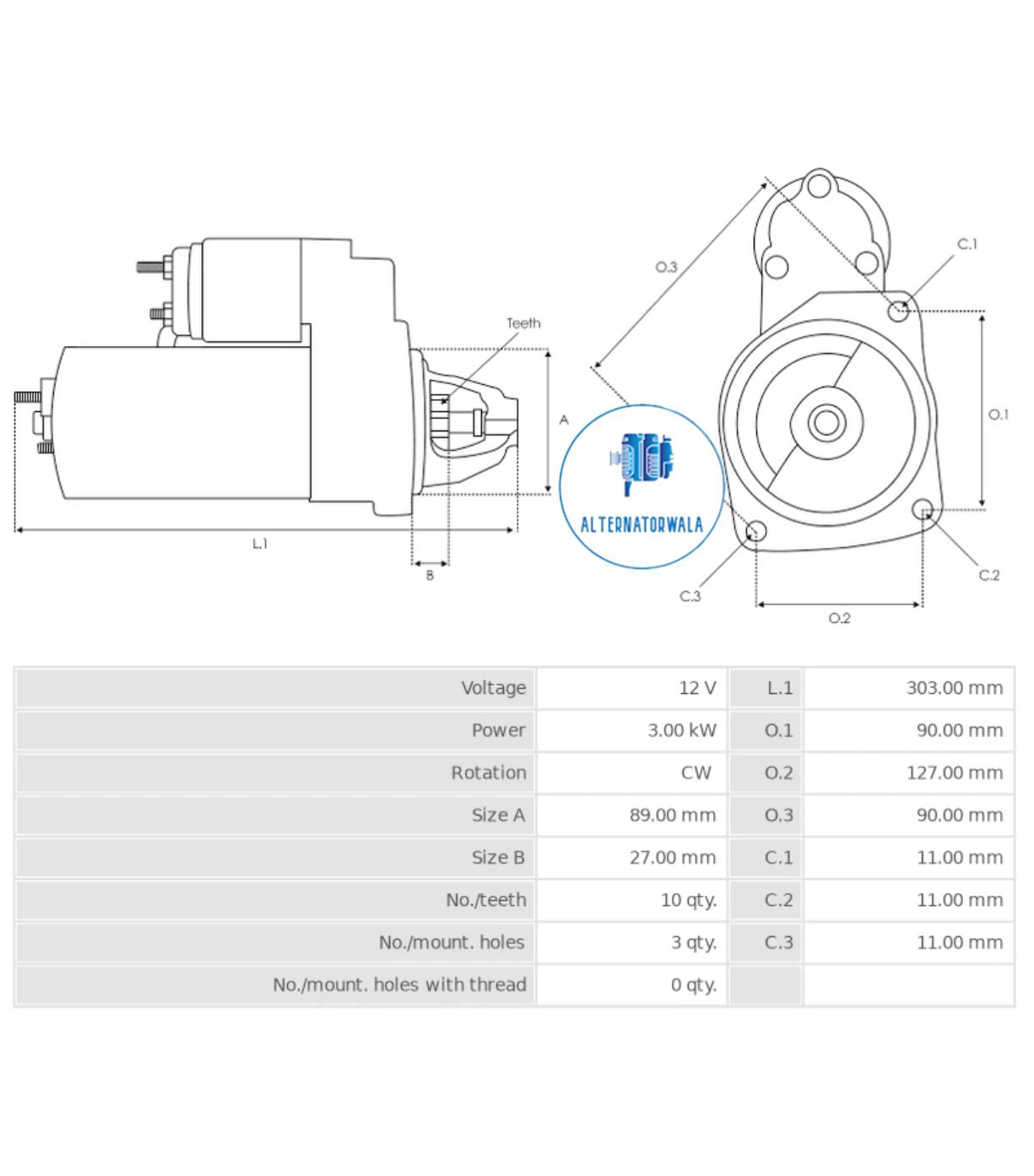 Starter 12v BOSCH STR-B0811 (ELECTROSTART)