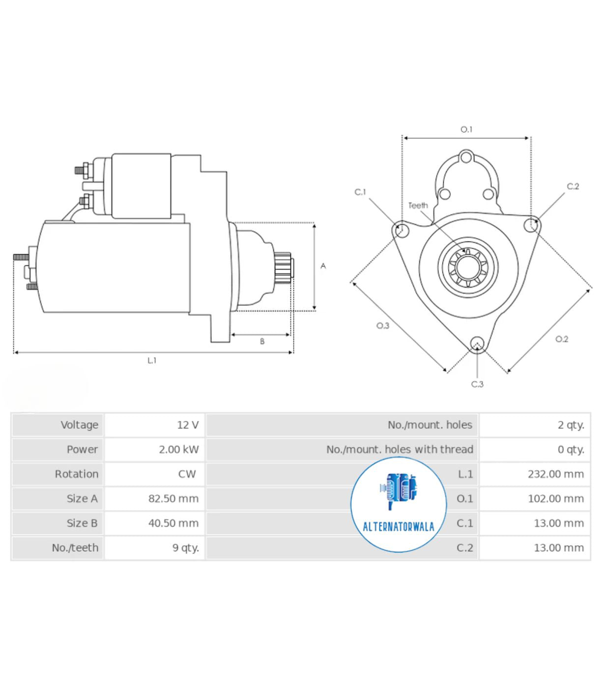 Starter 12v HATZ STR-LET9200S (PLUS LINE NETHERLANDS)