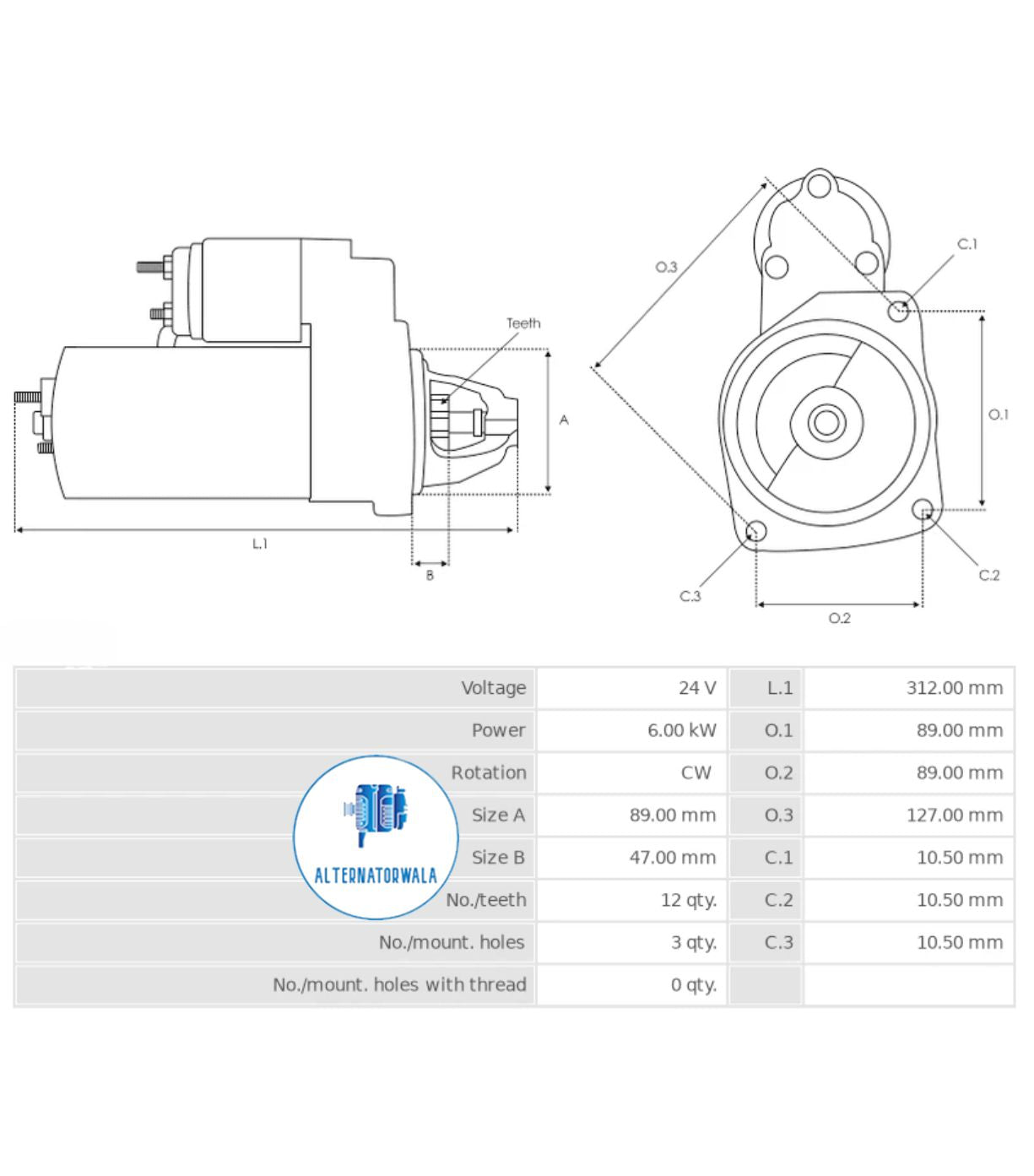 Starter 24v PRESTOLITE Type STR-PRES9307S (ELECTROSTART)