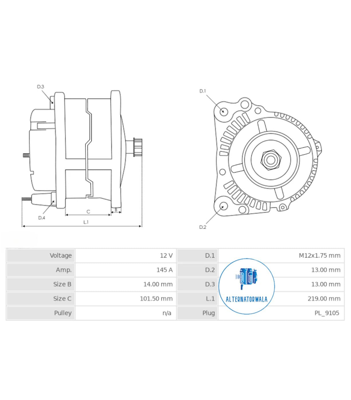 Alternator 12v Delco Remy type ALT-DR1022 (AS POLAND)