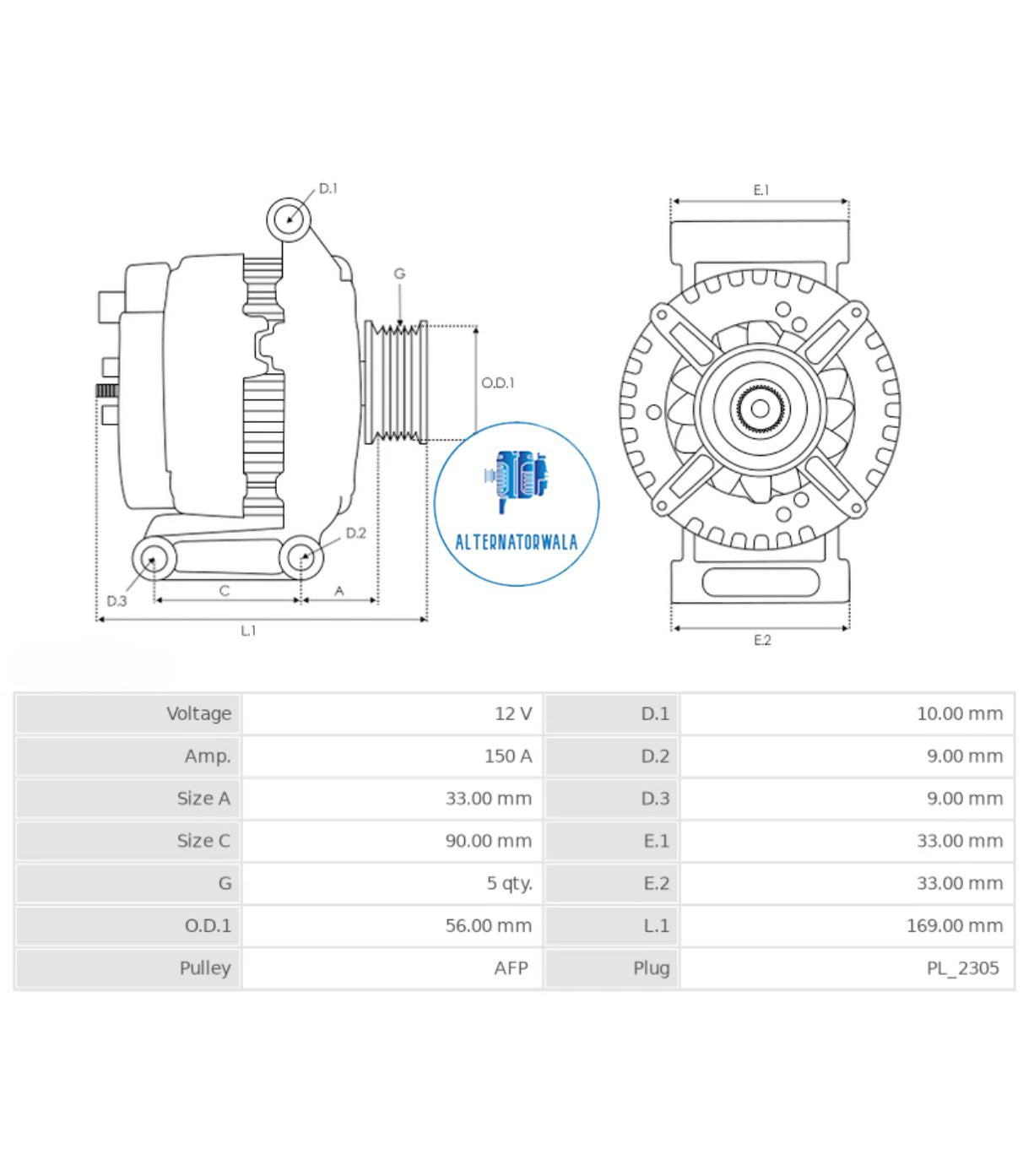 Alternator 12v VOLVO XC ALT-BO0498 (SEG)