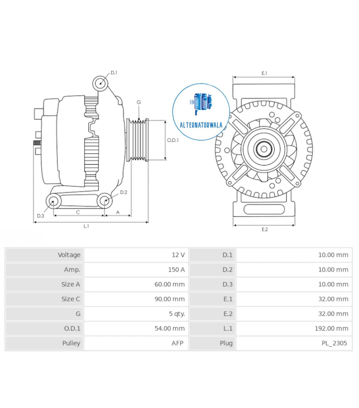 Alternator 12v VOLVO ALT-BO0487 (ELECTROSTART)