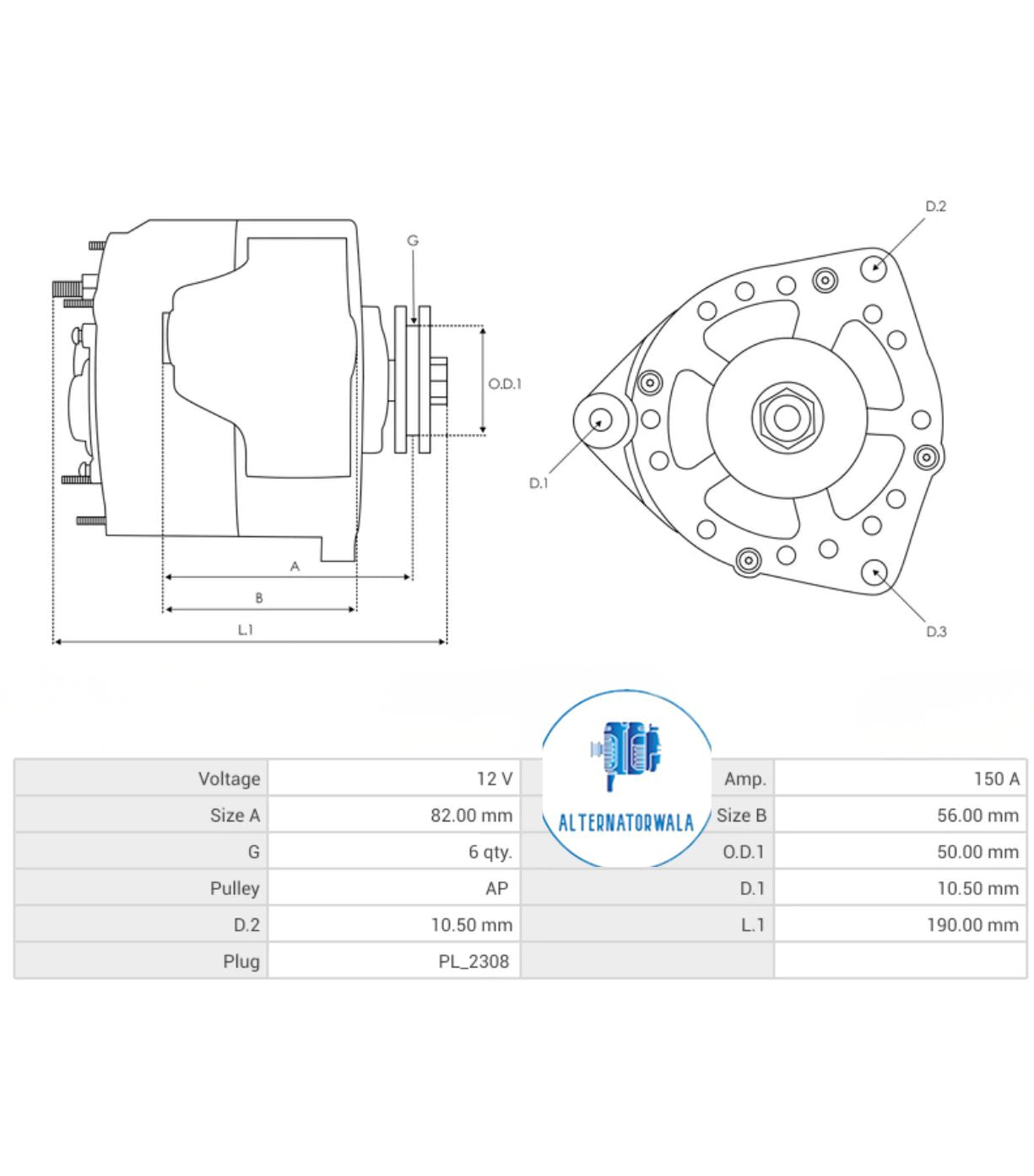Alternator 12v Mercedes ALT-BO0194 (ELECTROSTART)