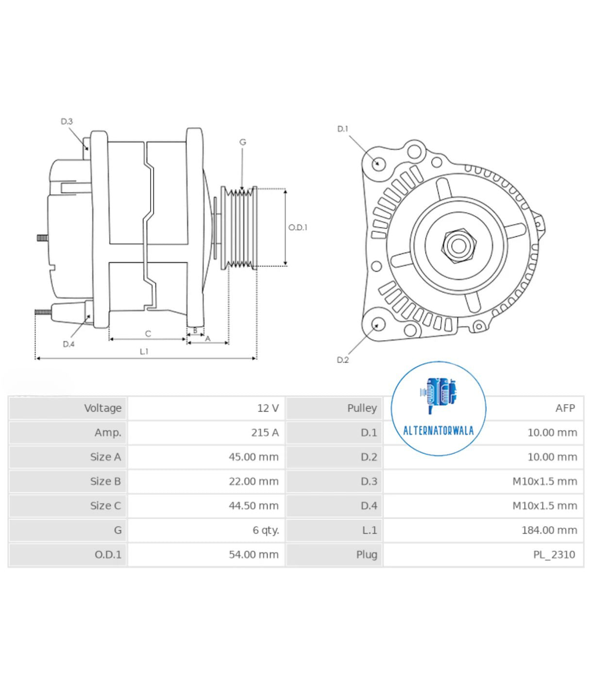 Alternator for Freelander 12v ALT-B0922S (BOSCH)