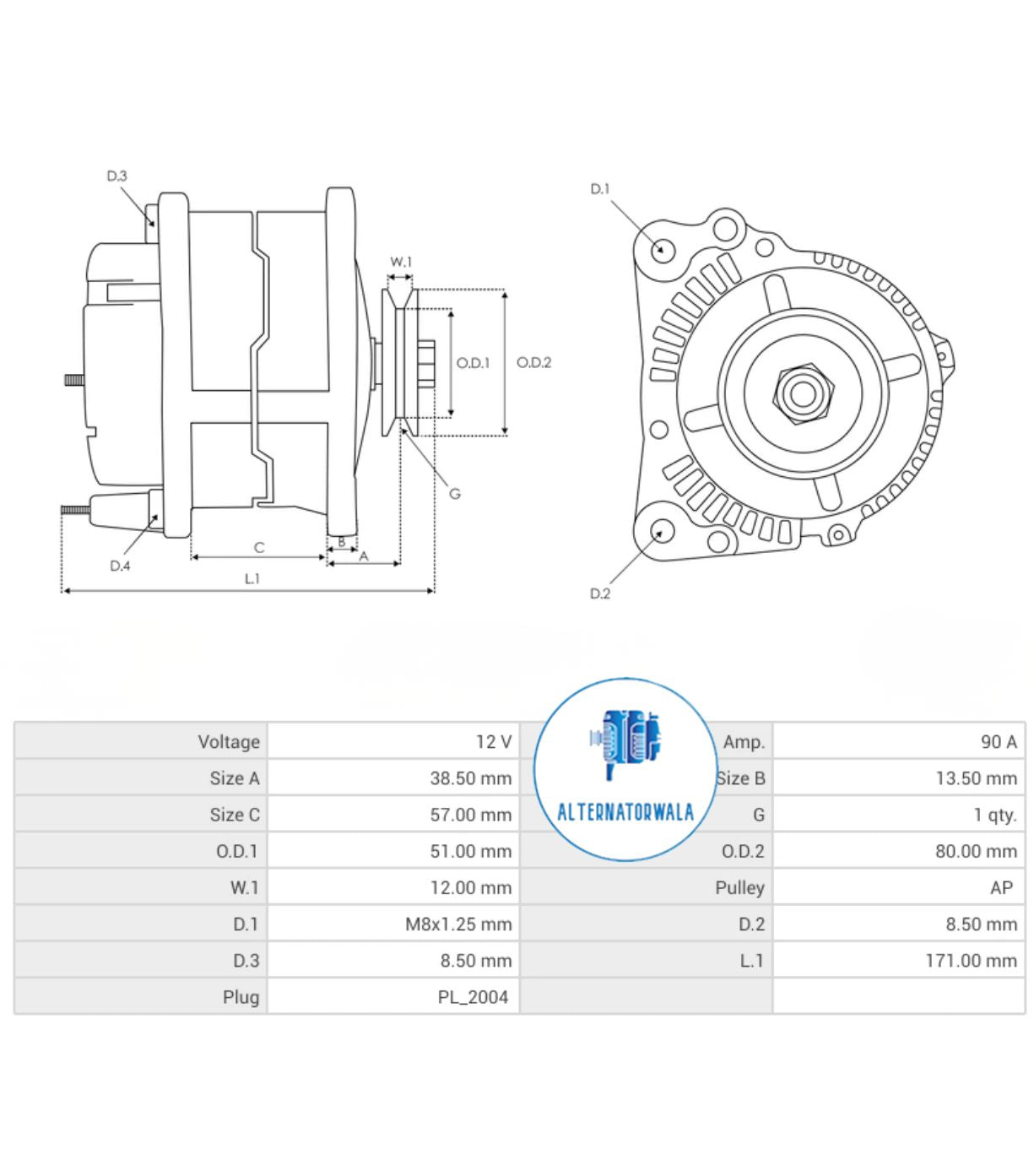 Alternator 12v BOBCAT ALT-VA3497S (PLUS LINE NETHERLANDS)