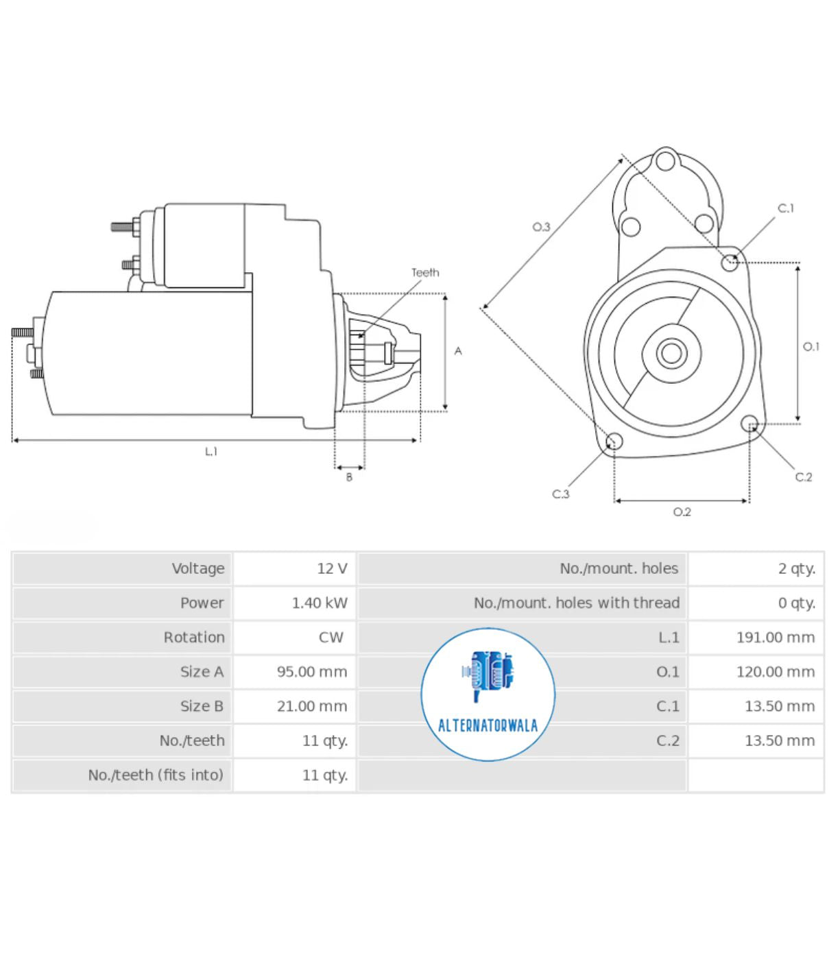 Starter 12v Hitachi STR-HIT2027 (ELECTROSTART)