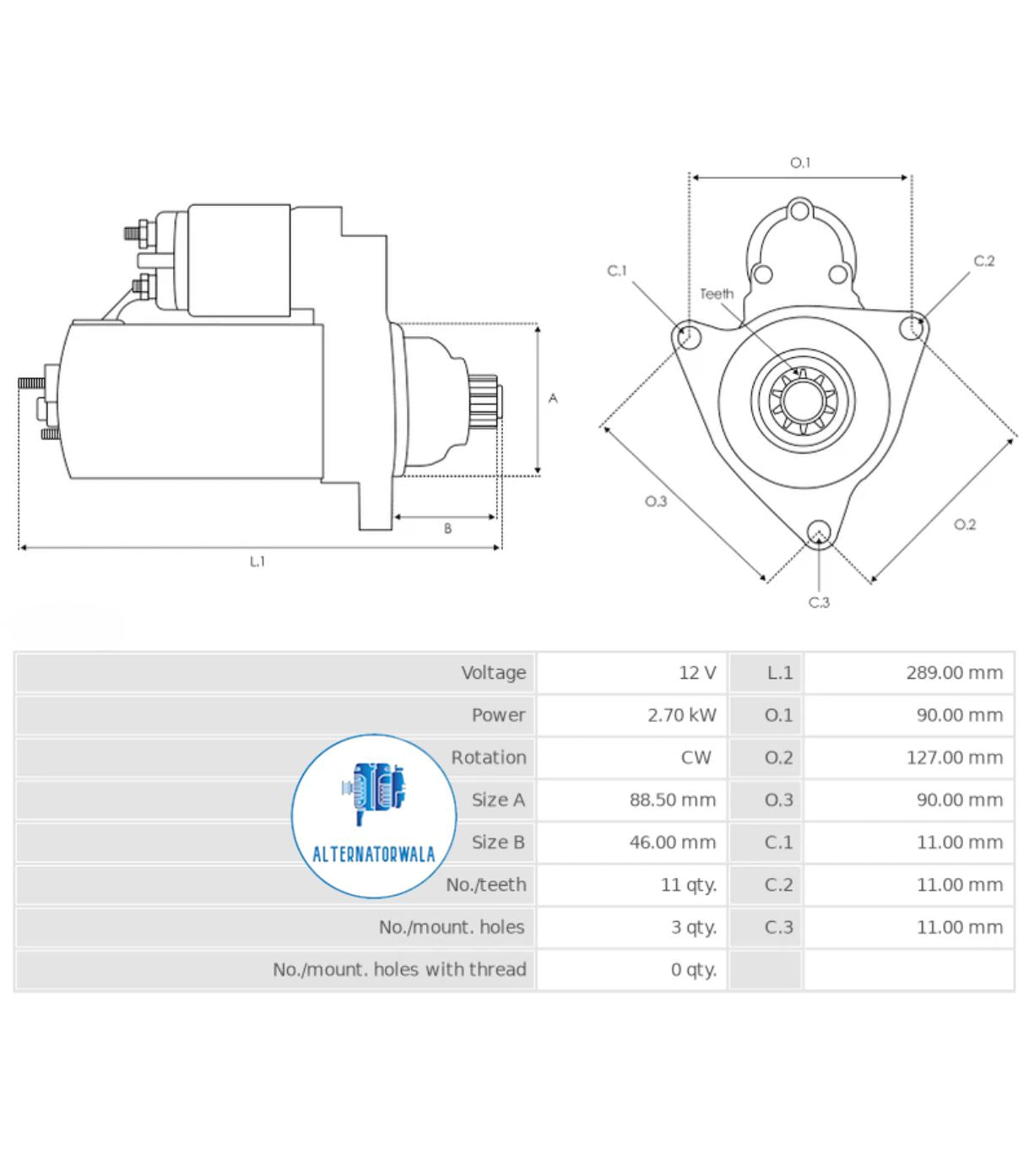 Starter 12v BOBCAT STR-VAL3122S (ELECTROSTART)