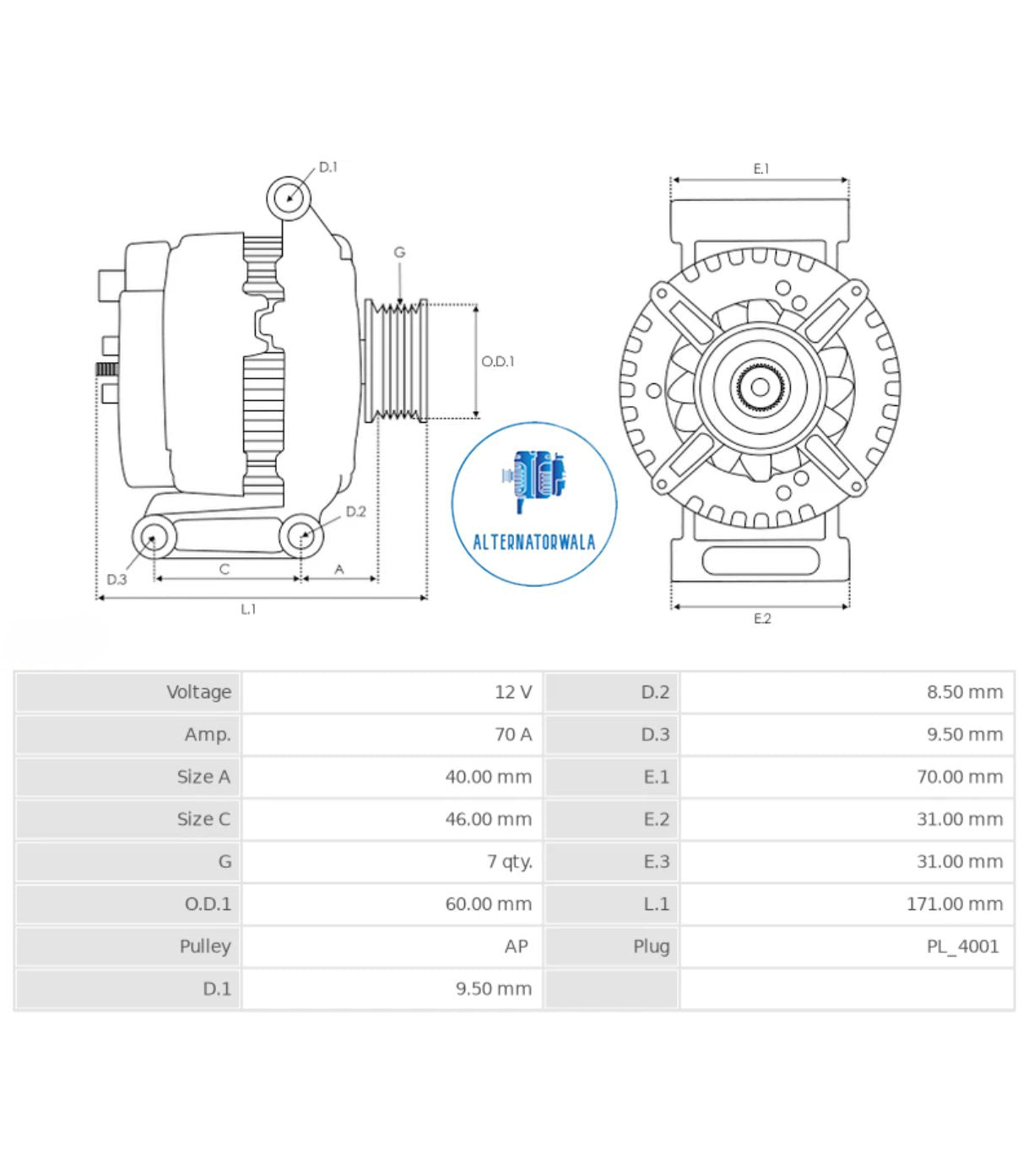 Alternator 12v HONDA ALT-MIT5040 (ELECTROSTART)
