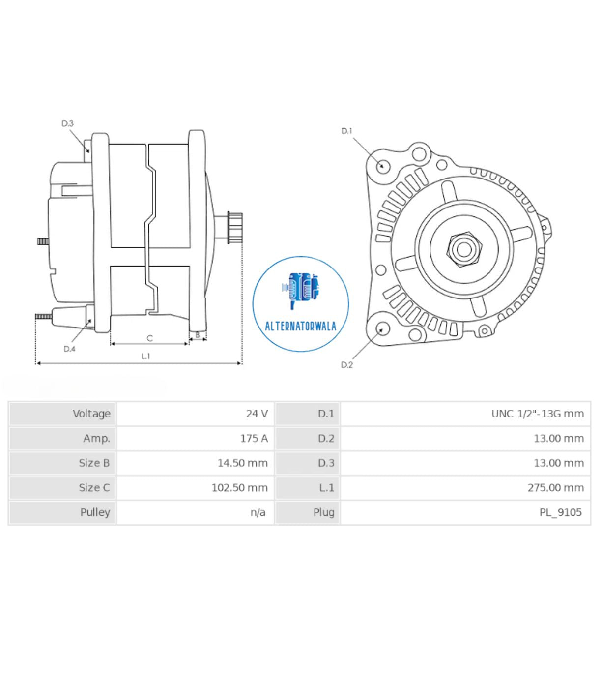 Alternator 24v PRESTOLITE ALT-PRES9329 (ELECTROSTART)
