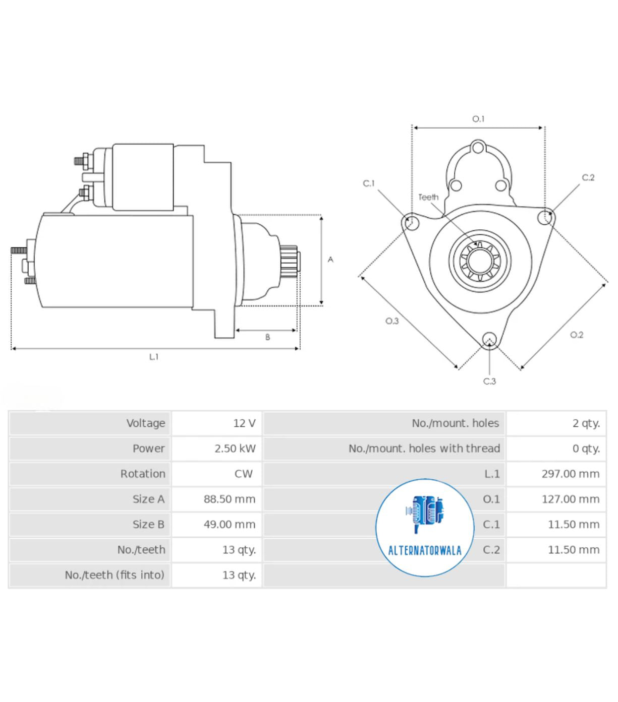Starter 12v DENSO TYPE STR-DEN6089 (ELECTROSTART)