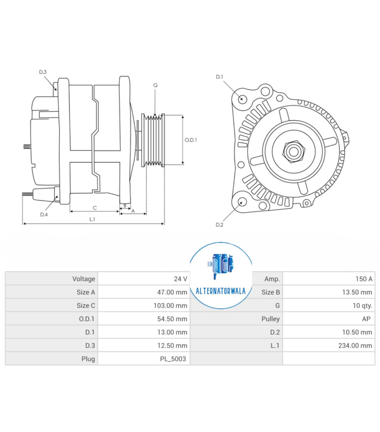 Alternator 24v VOLVO BOSCH / SEG ALT-BO01012(SEG)