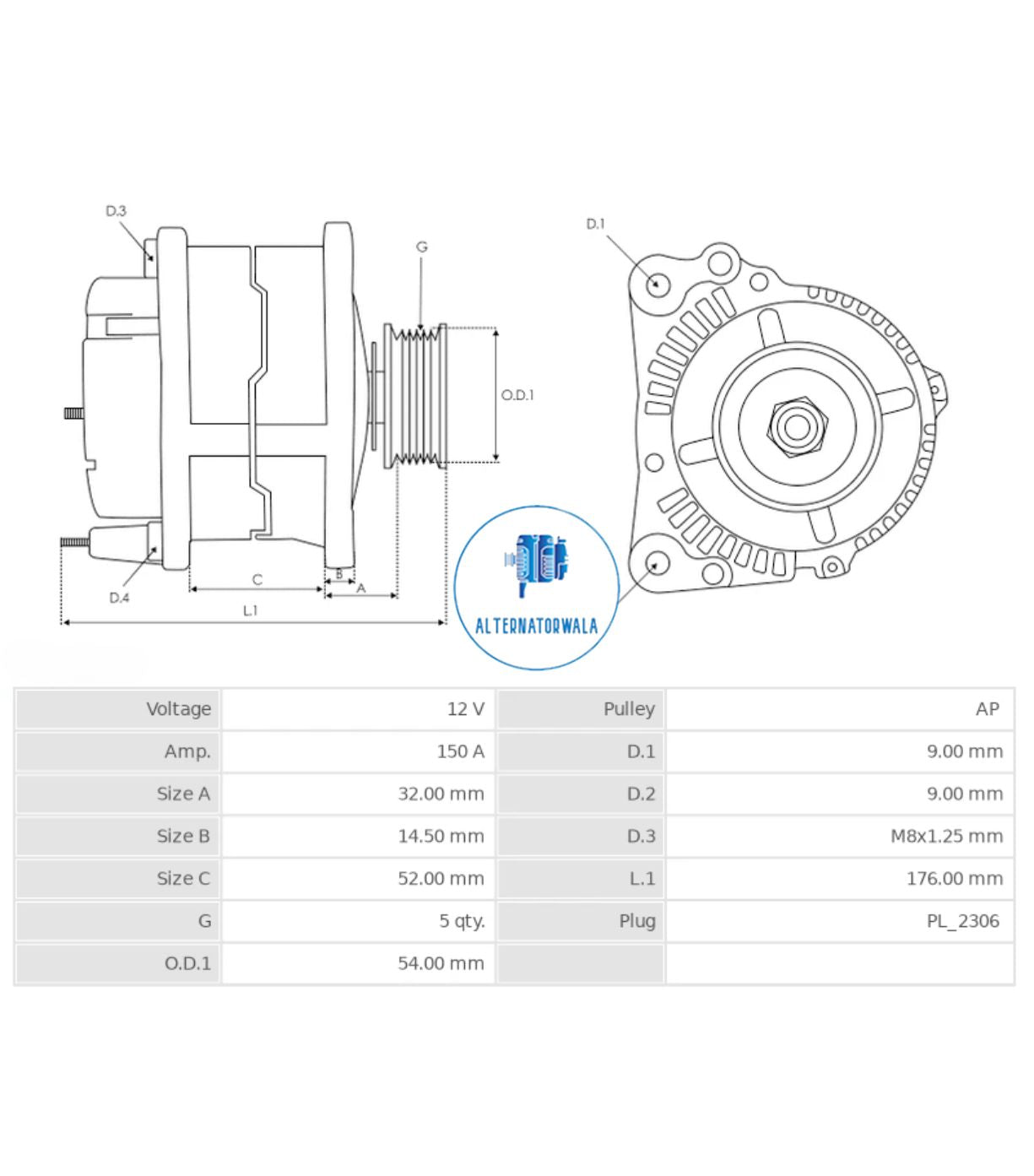 Alternator Mercedes 12v ALT-B0531S (SEG/ BOSCH)