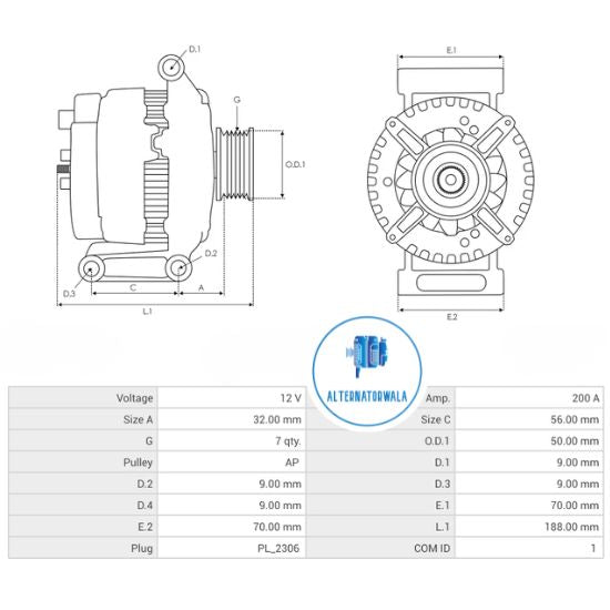 Alternator Mercedes CLS 12v Valeo design ALT-VAL3363 (ELECTROSTART)