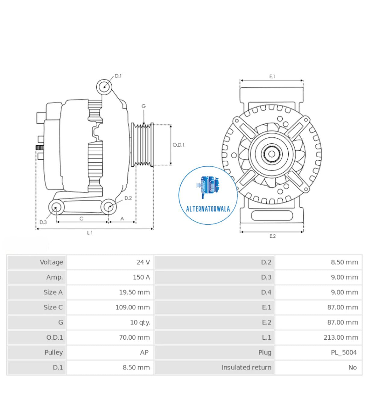 Alternator Scania 24v Prestolite ALT-PR9352S (PRESTOLITE)