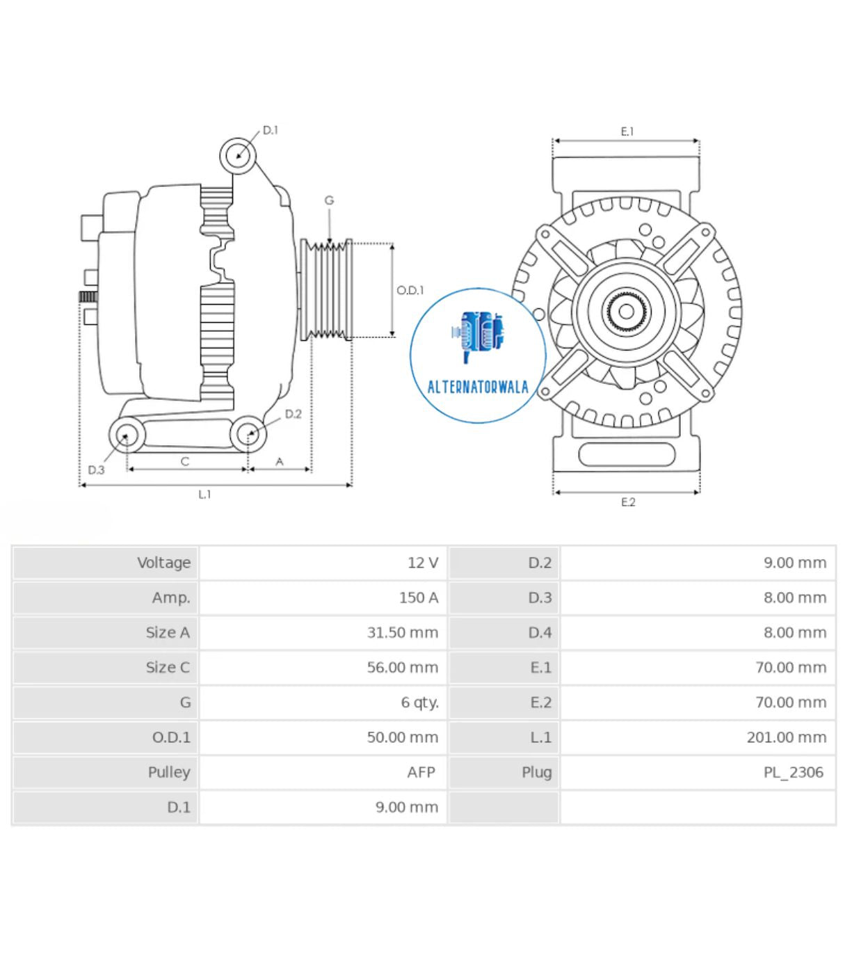 Alternator 12v Mercedes ALT-V3635S (+LINE NETHERLANDS)