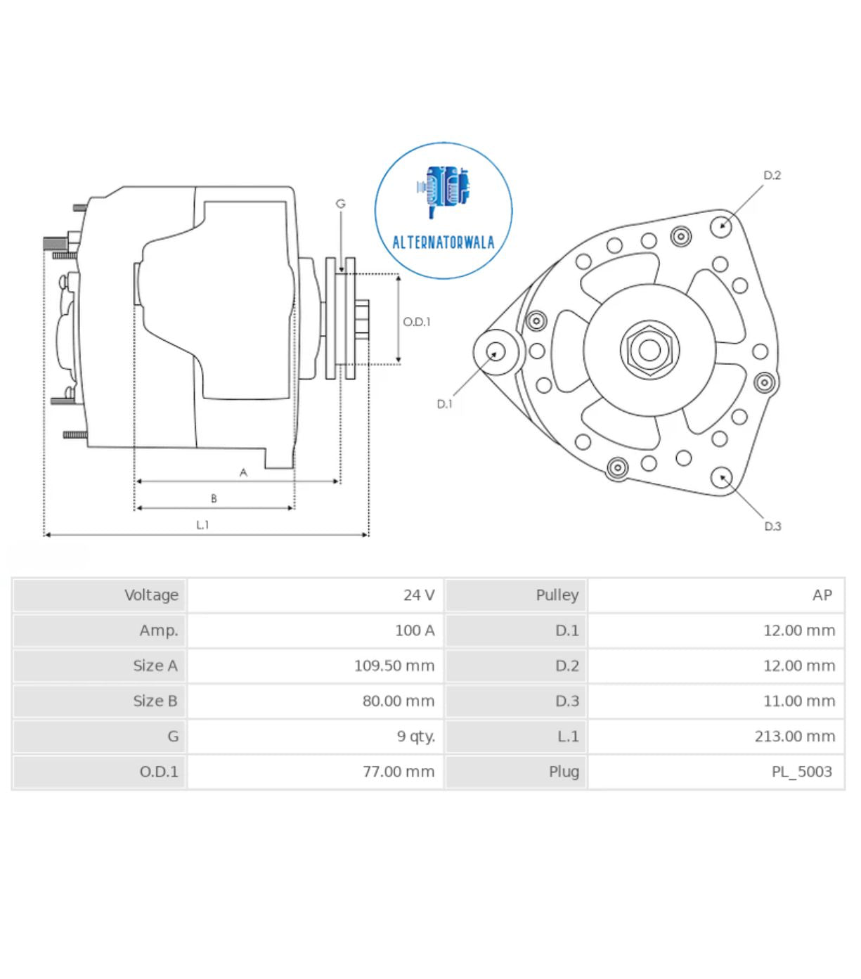 Alternator 24v Mercedes Benz Trucks Bosch type ALT-B0053 (AS)