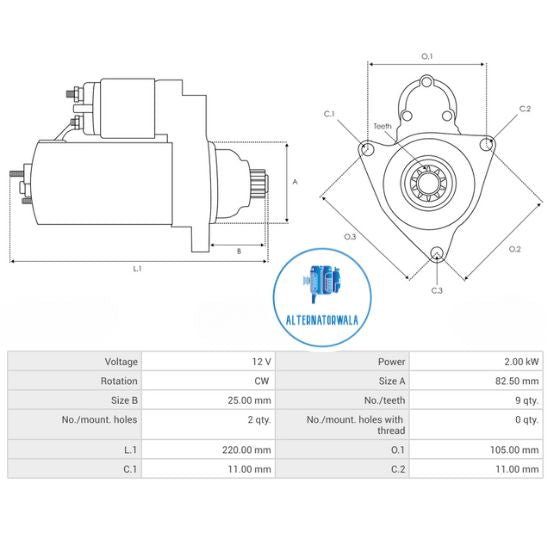 Str Kubota 12v STR-DEN6334S (ELECTROSTART)