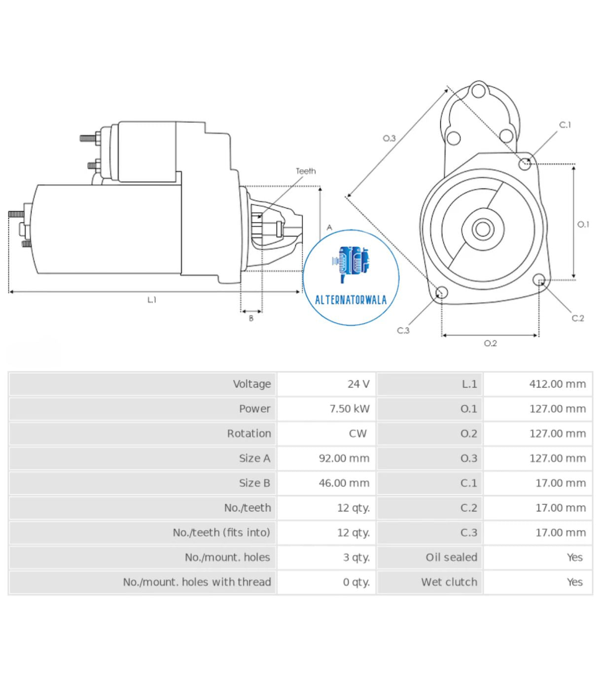 Starter Motor 24v KOMATSU STR-NIK9089 (ELECTROSTART)