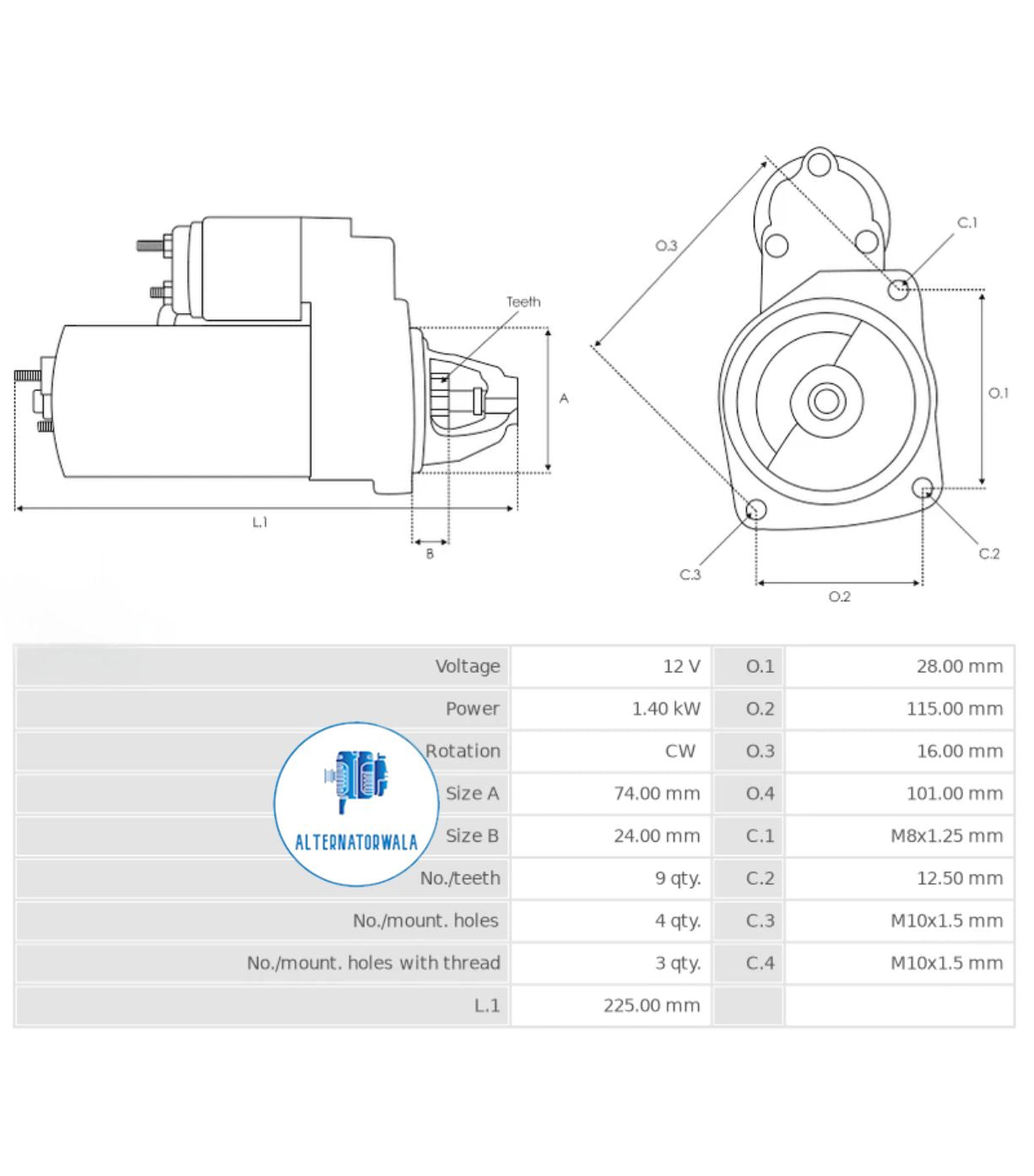 Starter 12v BENTLEY / AUDI STR-BO0610S (BOSCH/ SEG)