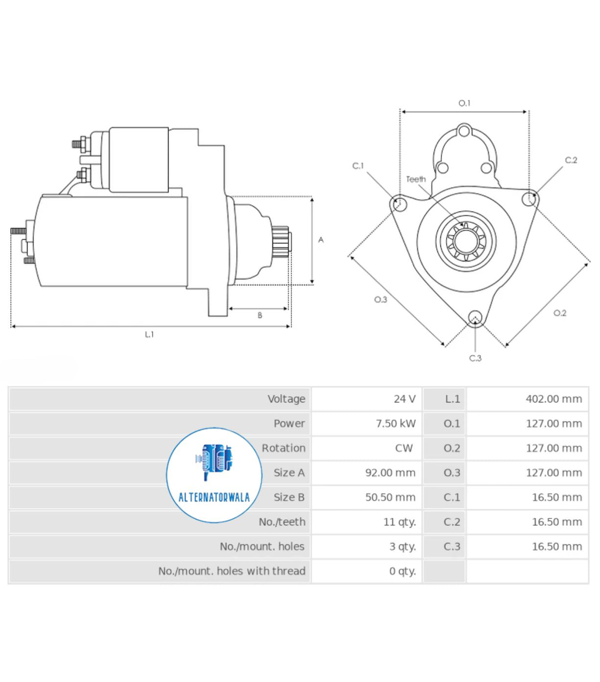 Starter Motor 24v Prestolite Design STR-PRES9780S (ELECTROSTART)