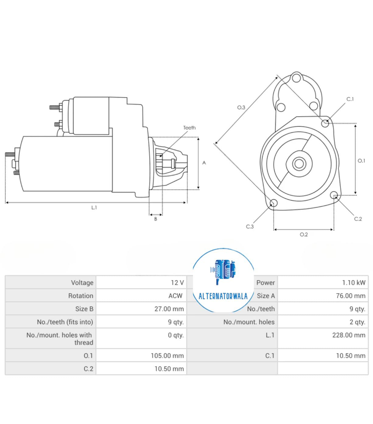 Starter 12v BOSCH STR-BO0474 (PLUS LINE NETHERLANDS)