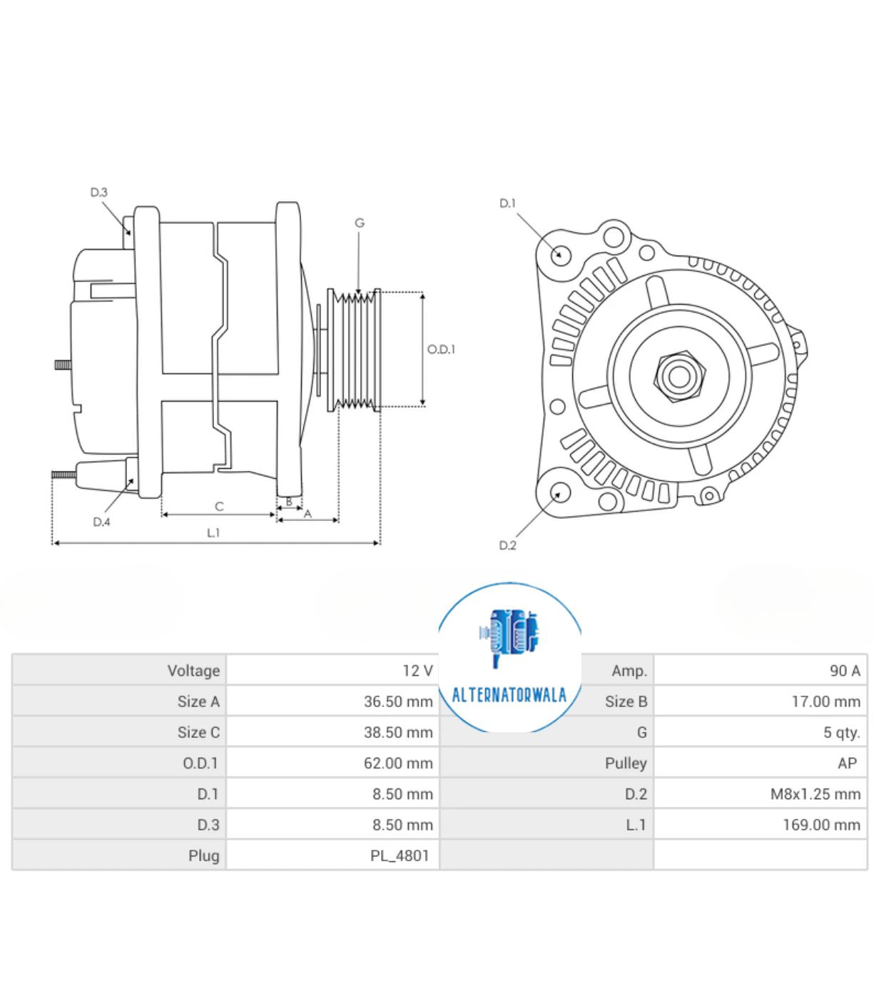 Alternator 12v HONDA ALT-MIT5116 (ELECTROSTART)