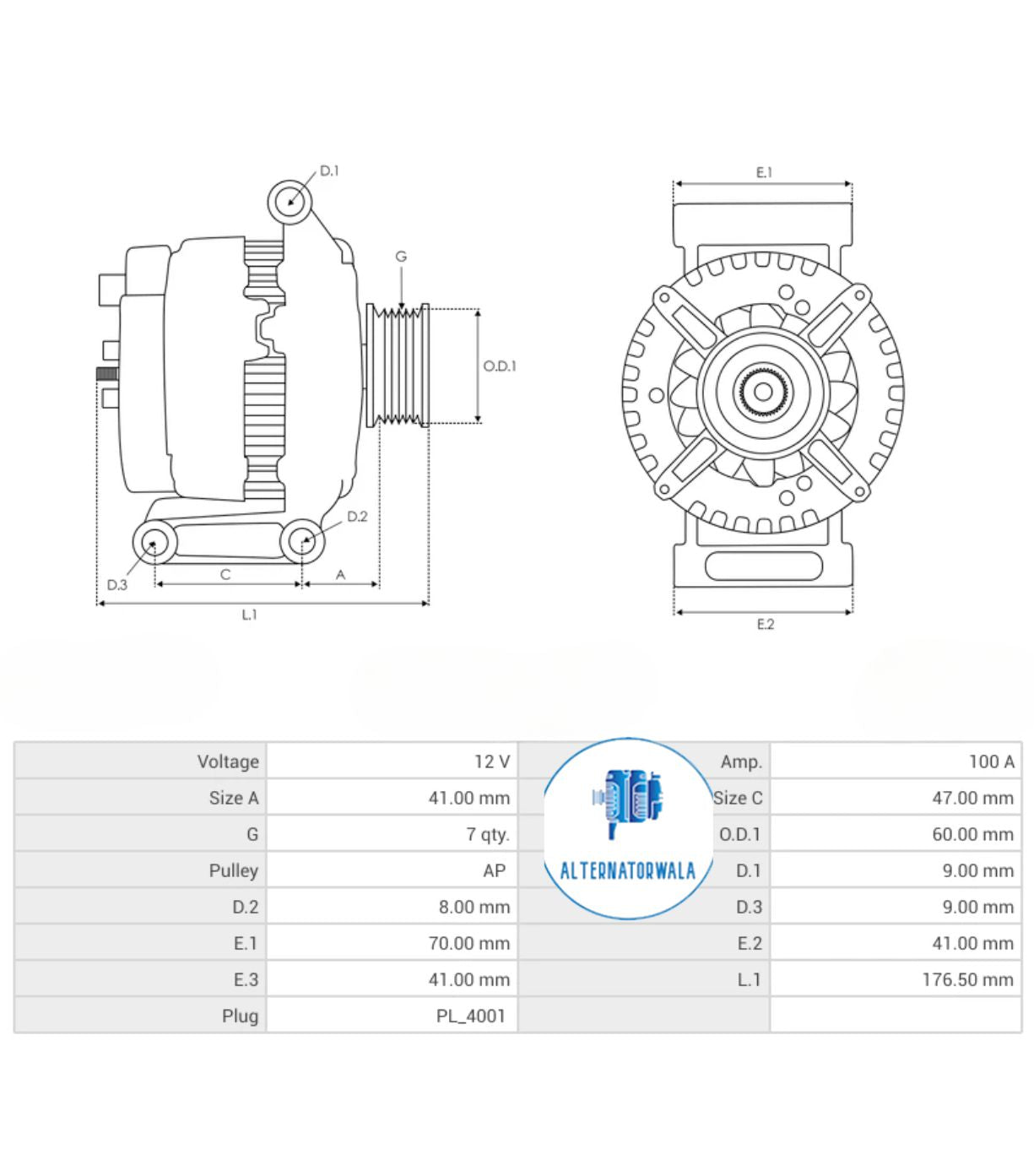 Alternator 12v HONDA ALT-DEN6042 (ELECTROSTART)