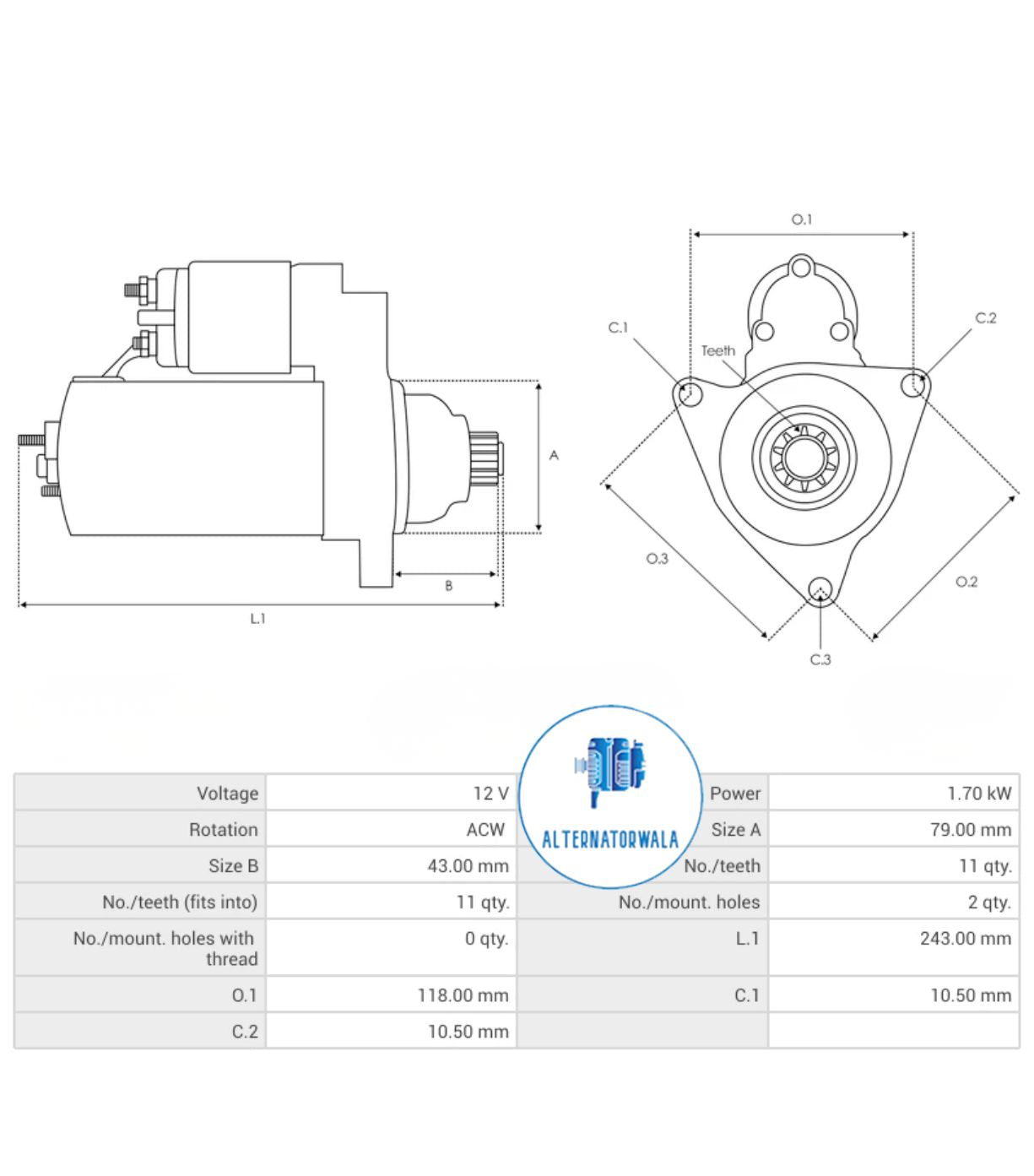 Starter 12v VW/ AUDI STR-BO0273 (AS POLAND)