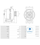 Alternator 12v LANDROVER ALT-DEN6248 (ELECTROSTART)