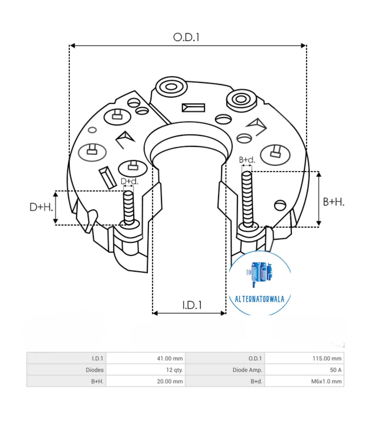 Alternator Rectifier RECT-MIT0175 (ELECTROSTART)
