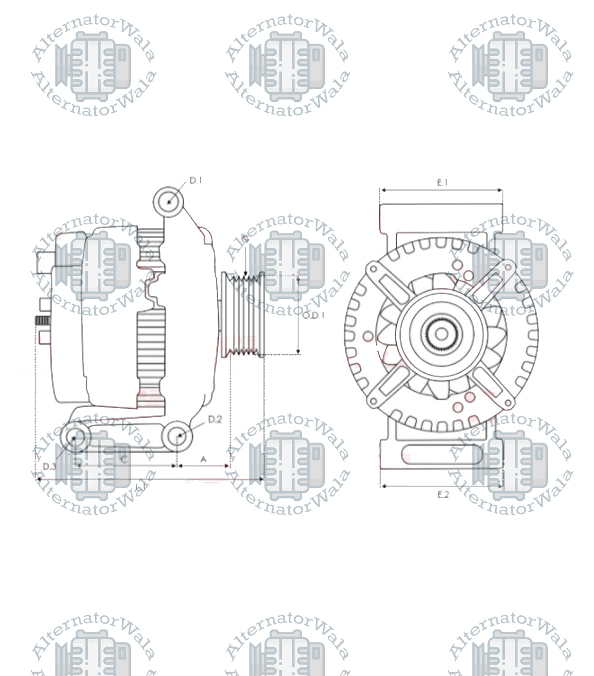 Alternator 12v Mercedes ALT-VA3114 (+LINE HOLLAND)